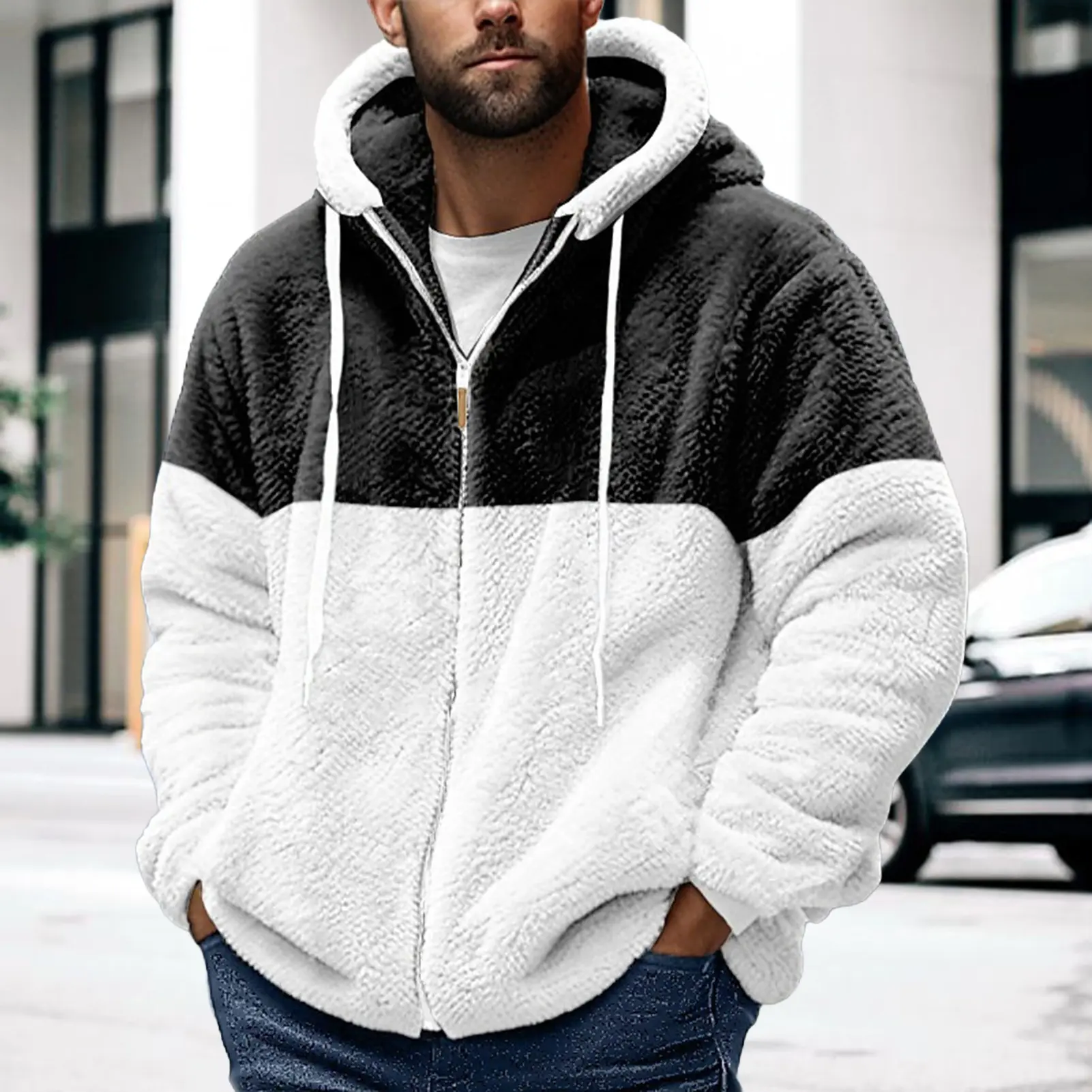 Thickened Plush Men's Jackets Lamb Cashmere Warm Coat Loose Double-sided Fleece Cardigan New Fall Winter American Unisex Jacket
