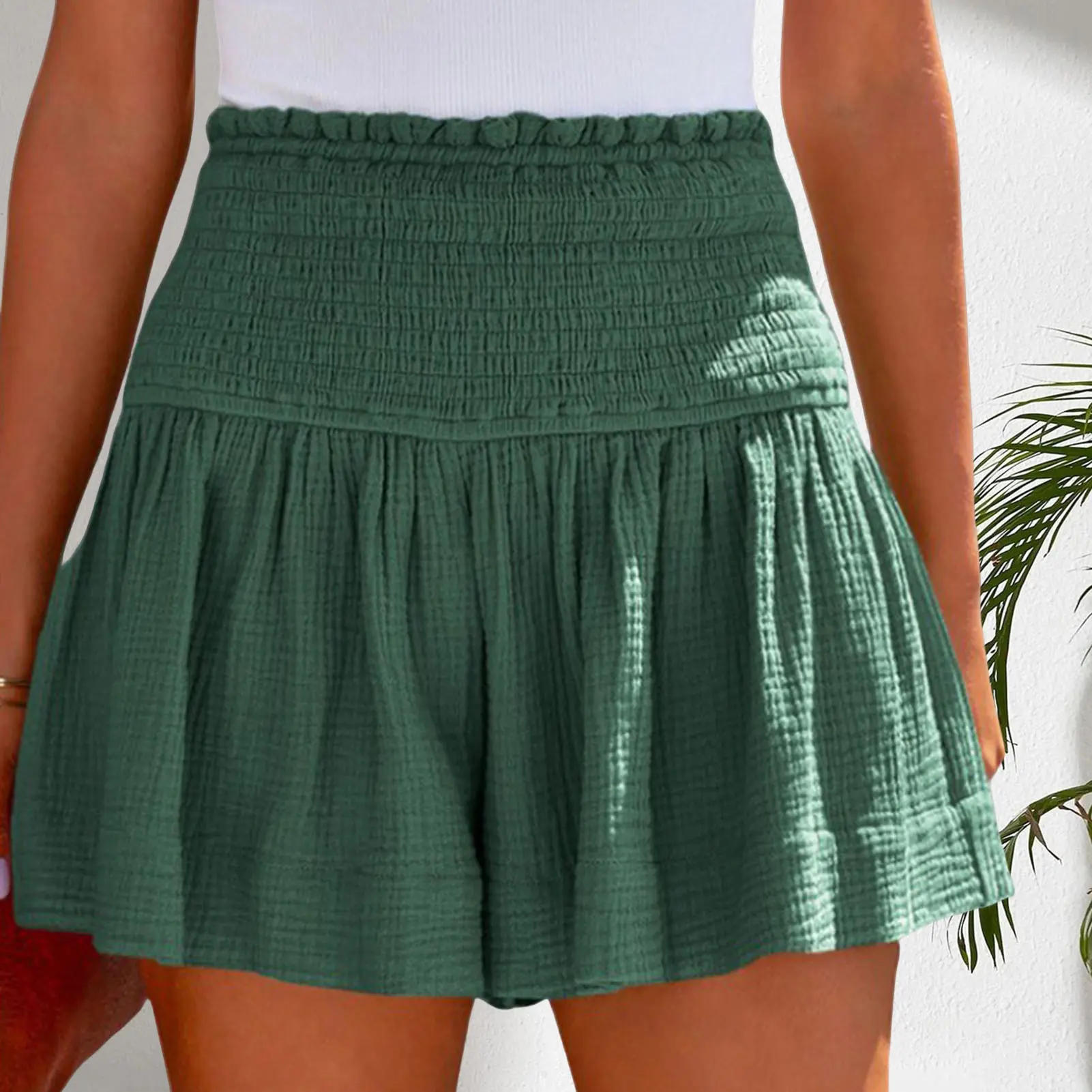 Oversized Shorts for Women's 2025 Summer Fashion Casual Loose Straight Shorts Women's Elastic Waist Cropped Pants S-2XL