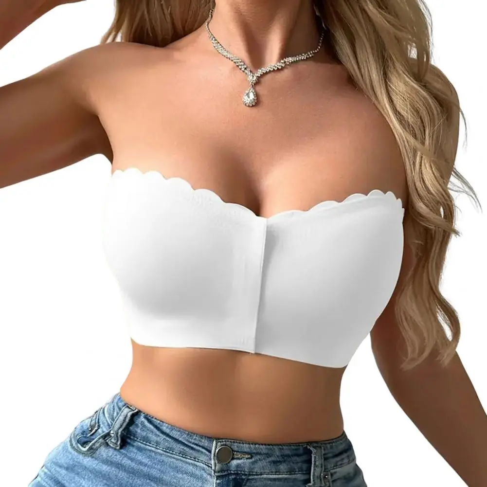 Women Strapless Bras wireless Seamless Bralettes Wireless Bra Soft Support Front Buckle detachable shoulder straps