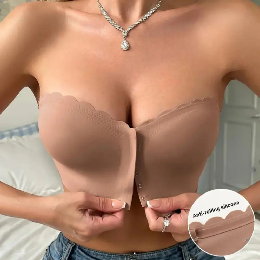 Women Strapless Bras wireless Seamless Bralettes Wireless Bra Soft Support Front Buckle detachable shoulder straps