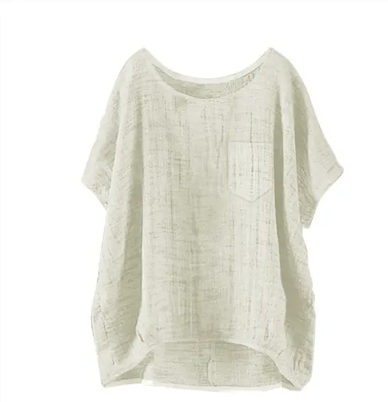S-5XL Blouse Patchwork Women's Short Sleeve T-Shirt Casual Fashion Summer Tops Loose Pullover Oversize Pocket Shirts Female
