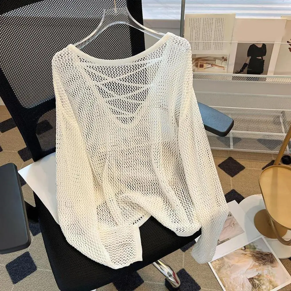 Off Shoulder Backless Striped Cropped Sweater Women Vintage Oversize Knit Jumper Female Autumn Long Sleeve O-neck Pullovers Tops