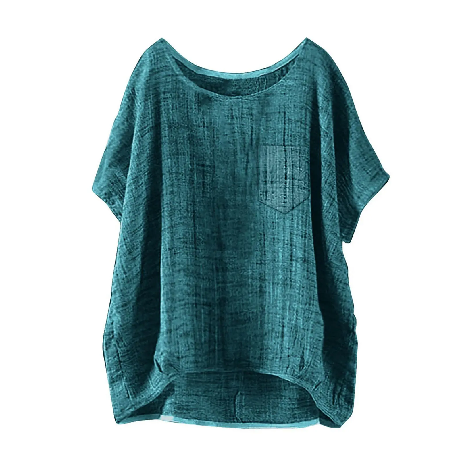 S-5XL Blouse Patchwork Women's Short Sleeve T-Shirt Casual Fashion Summer Tops Loose Pullover Oversize Pocket Shirts Female