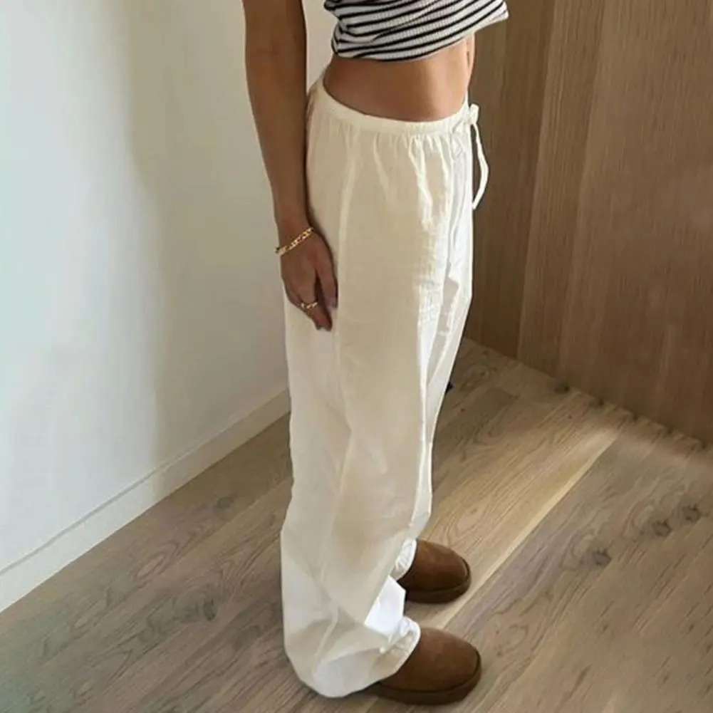2025 Women Harem Pants Summer Casual Vintage Cotton Linen Pants Elastic Waist Wide Leg Fashion Loose Pockets Female Trousers