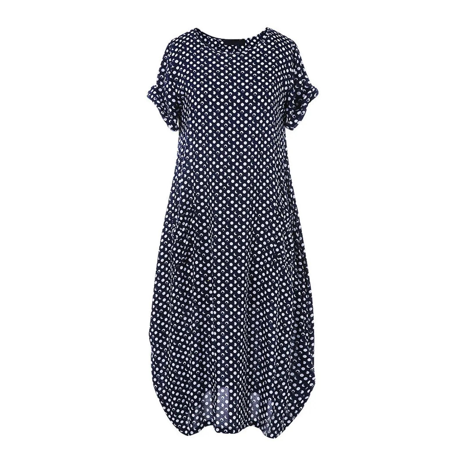 L-5XL Oversize Attractive Women Dress Ladies Short Sleeve Summer polka Dot Hip Wrap Dress  Party Dress Shiny