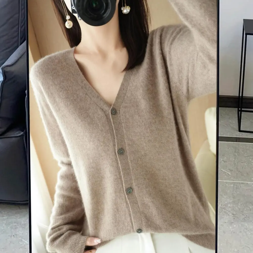 Women Sweater Stylish Women's Knit Cardigan Sweaters V-neck Button Down Coat Loose Fit Crochet Texture for Women for Women