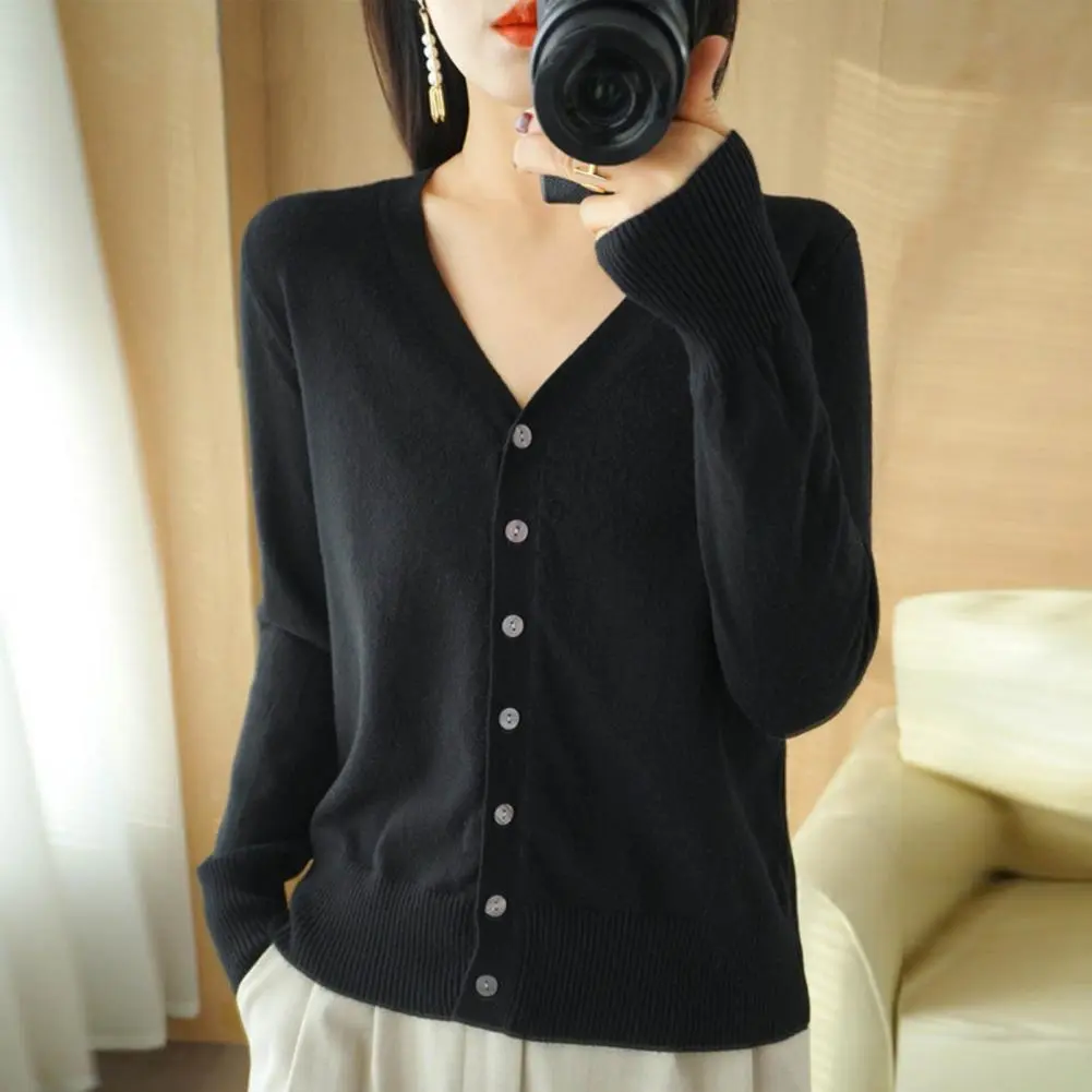 Women Sweater Stylish Women's Knit Cardigan Sweaters V-neck Button Down Coat Loose Fit Crochet Texture for Women for Women