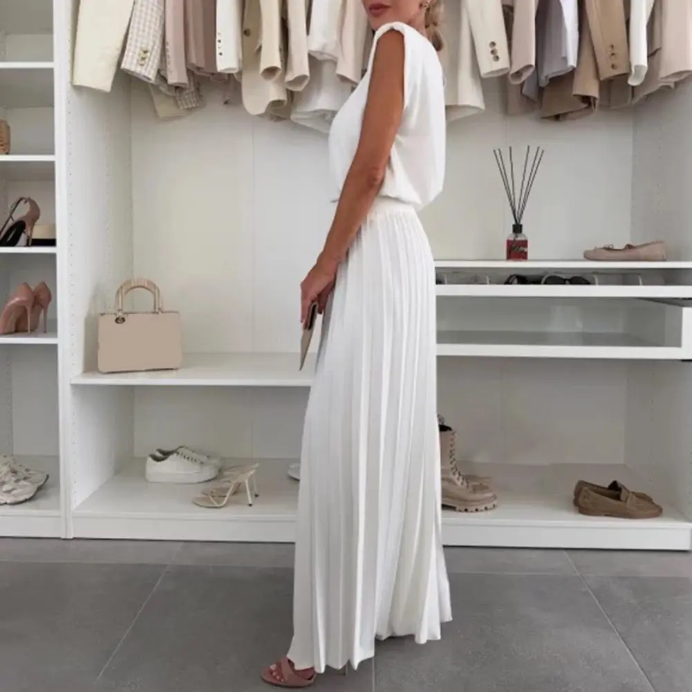 Sleeveless Shirt And Blouses Solid Crop Top Straight Print Wide Leg Long Pant Suits 2-pieces Casual Autumn Woman Sets Outfit