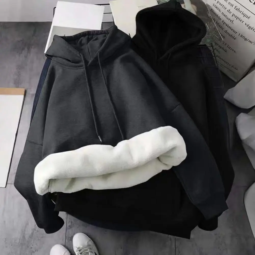 Winter Hoodies Thicken Warm Lambswool Hoodie Pants Men Sweatshirts Casual Sweatshirt Fashion Thermal Windproof Unisex