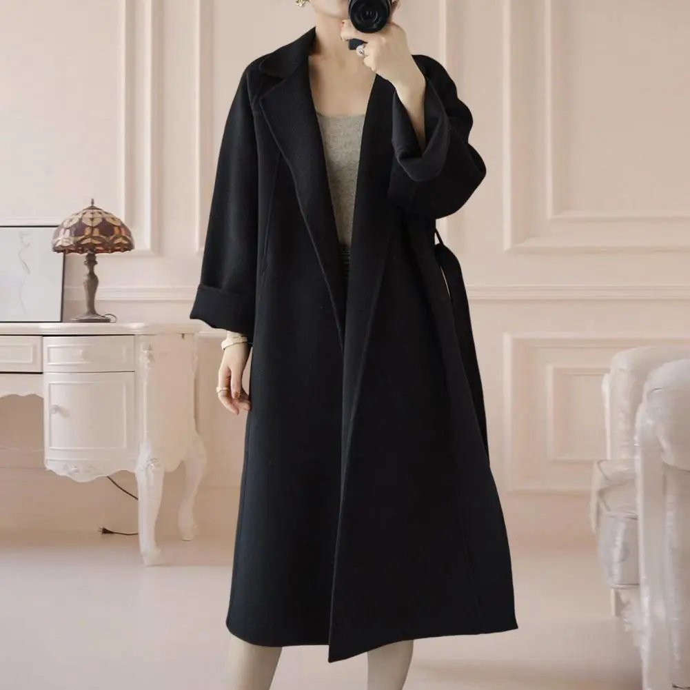Women's Autumn Winter Long Faux Wool Coat Outerwear 2021 Ladies Korean Cashmere Female Loose Overcoat Clothes Windbreaker Jacket
