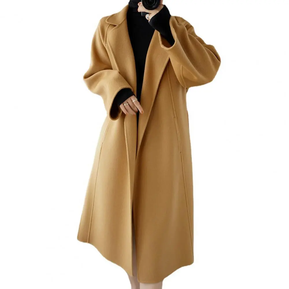 Women's Autumn Winter Long Faux Wool Coat Outerwear 2021 Ladies Korean Cashmere Female Loose Overcoat Clothes Windbreaker Jacket