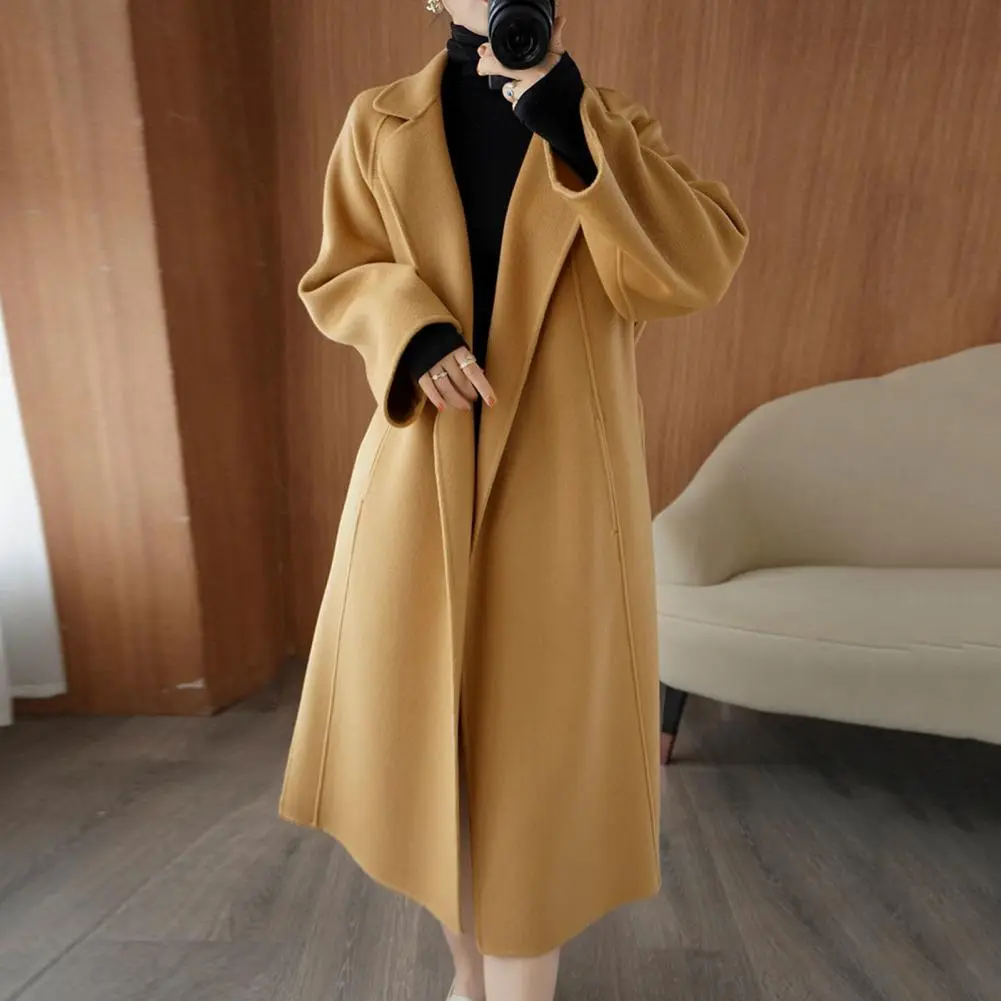 Women's Autumn Winter Long Faux Wool Coat Outerwear 2021 Ladies Korean Cashmere Female Loose Overcoat Clothes Windbreaker Jacket