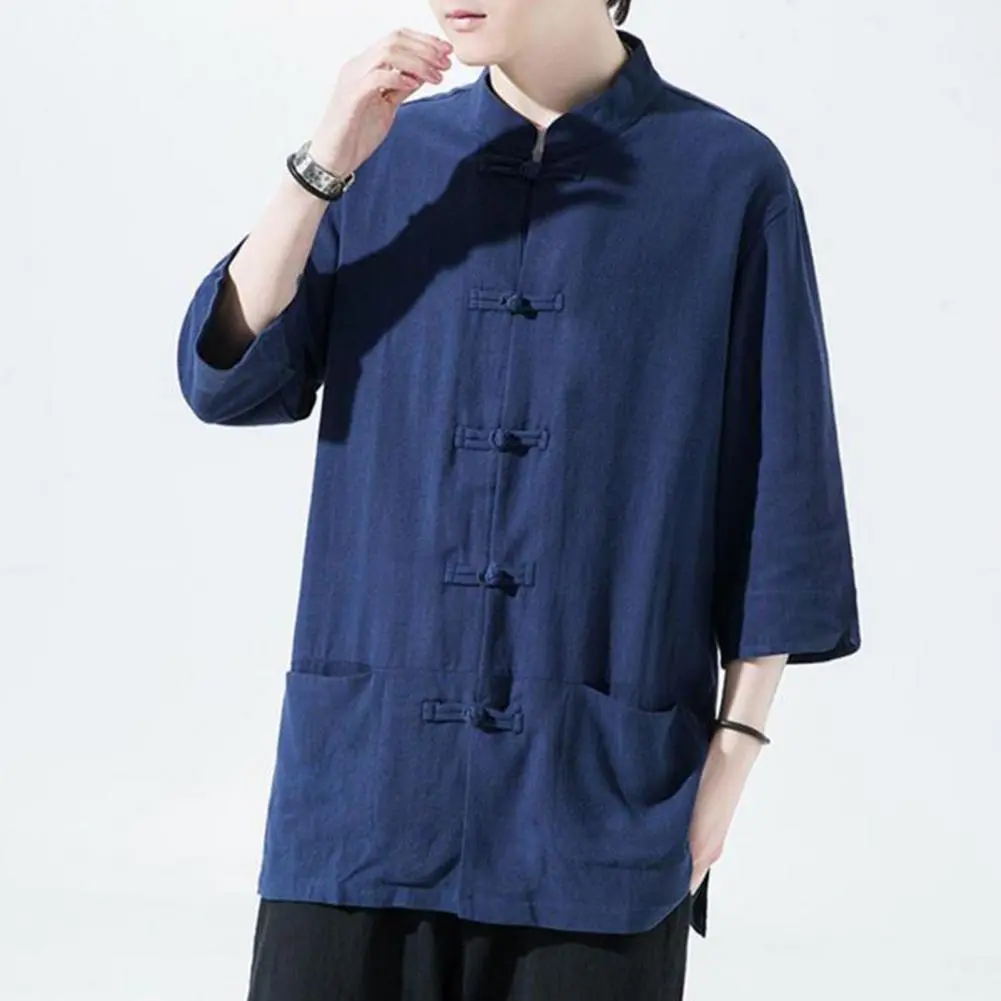 Men Shirt for Suit Pants Men's Chinese Style Cotton Linen Shirt Collection Retro Button-down Shirts for Street Party Travel
