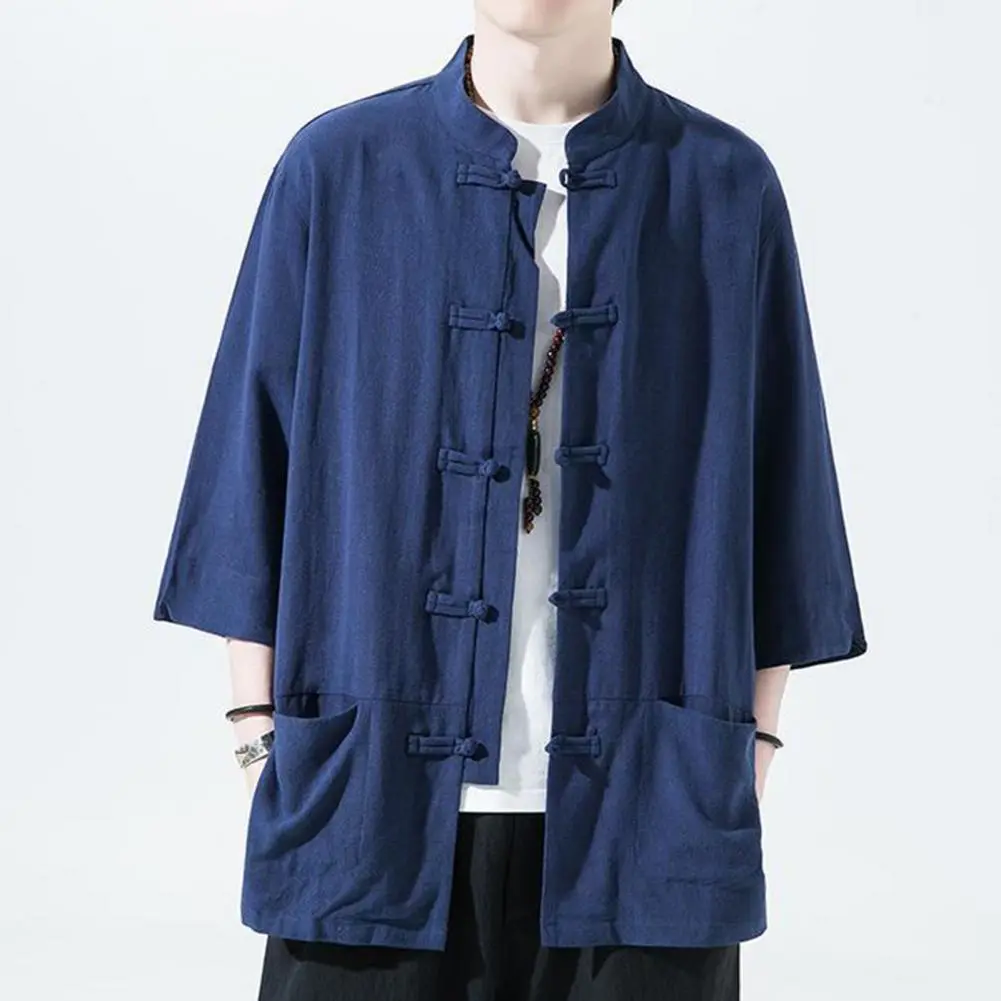 Men Shirt for Suit Pants Men's Chinese Style Cotton Linen Shirt Collection Retro Button-down Shirts for Street Party Travel