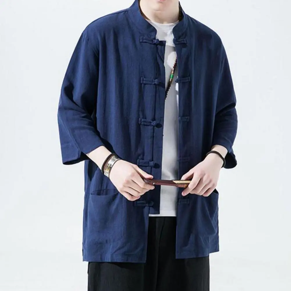 Men Shirt for Suit Pants Men's Chinese Style Cotton Linen Shirt Collection Retro Button-down Shirts for Street Party Travel