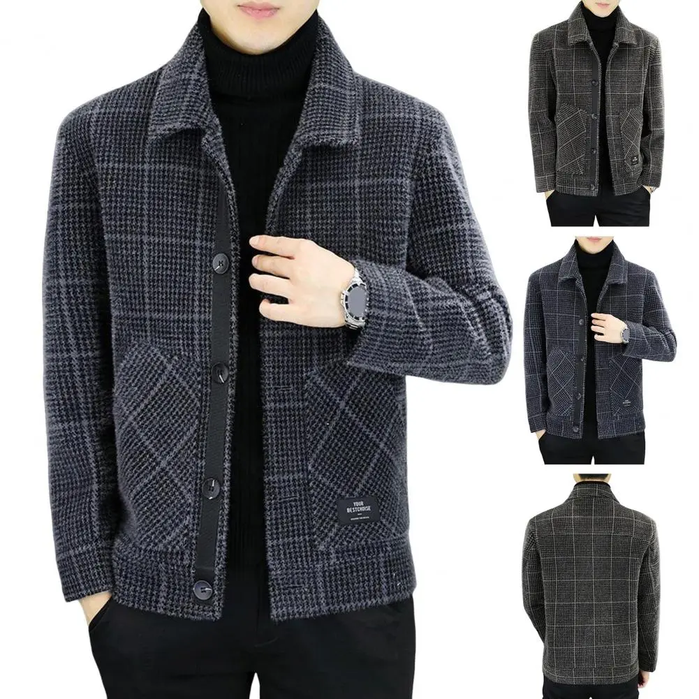 2025 Autumn Winter Mens Short Slim Fit Woolen Coat Single Breasted Casual Windbreaker Fashion Retro Trench Overcoat
