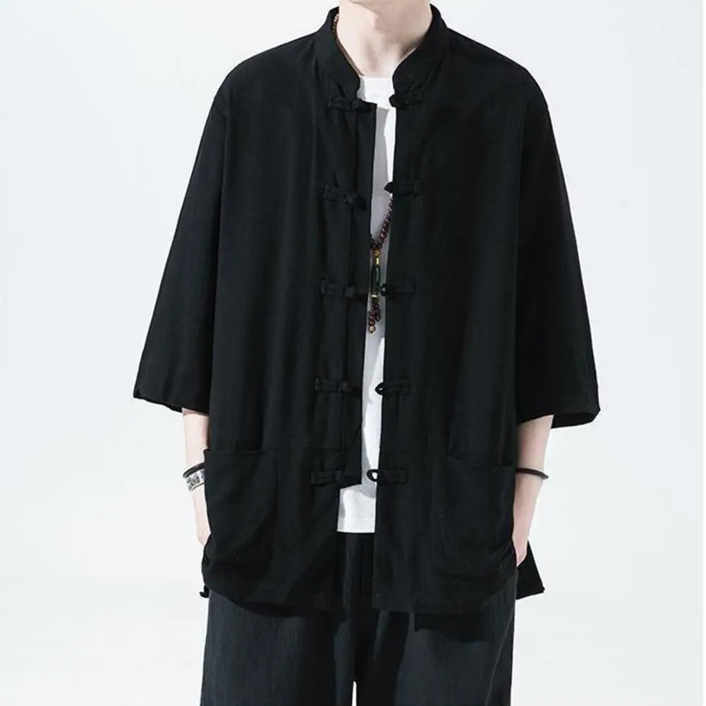 Men Shirt for Suit Pants Men's Chinese Style Cotton Linen Shirt Collection Retro Button-down Shirts for Street Party Travel