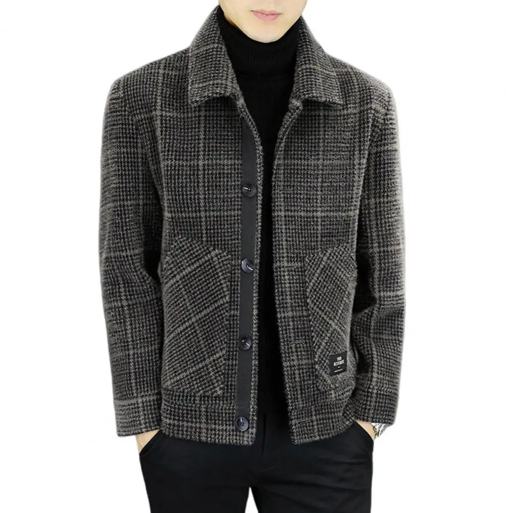 2025 Autumn Winter Mens Short Slim Fit Woolen Coat Single Breasted Casual Windbreaker Fashion Retro Trench Overcoat