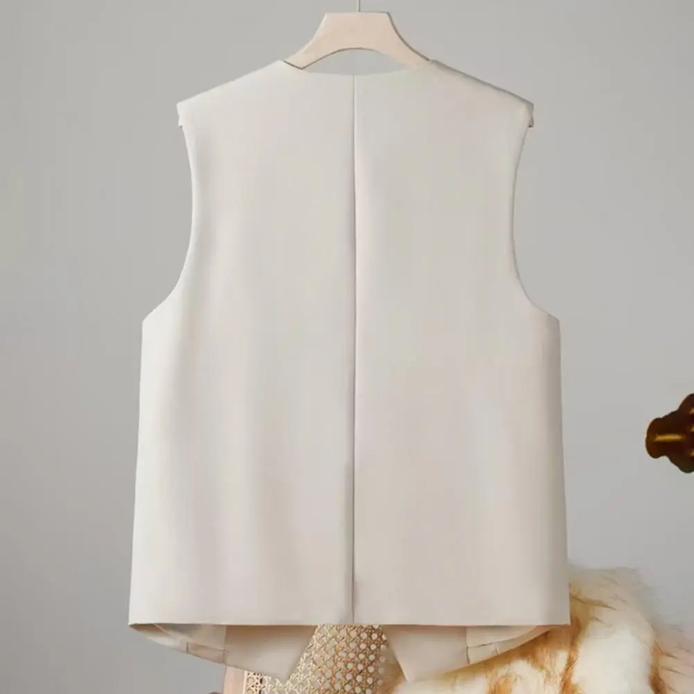Women Single Breasted Sleeveless Waistcoat 2025 Fashion New Vintage All Season Tops Solid V Neck Koraen Vest Casual Street Coat