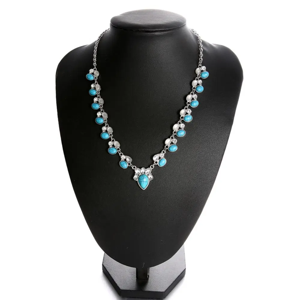 Blue Handmade Ceramic Necklace Adjustable Long Pendant Jewelry Vintage Artistic Accessories for Women Gifts