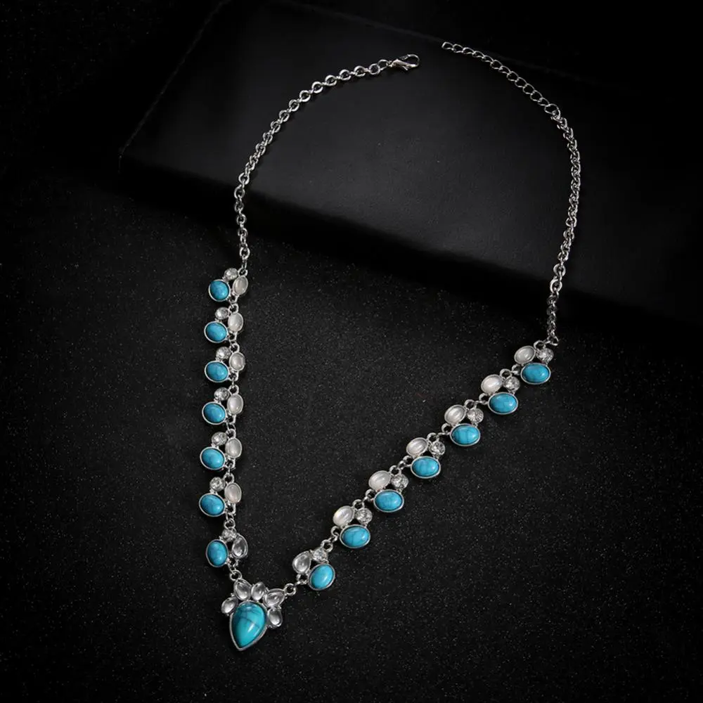 Blue Handmade Ceramic Necklace Adjustable Long Pendant Jewelry Vintage Artistic Accessories for Women Gifts