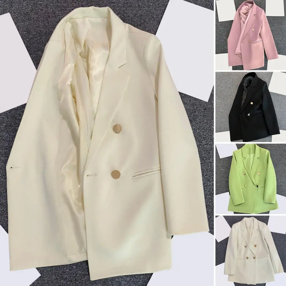 Green Pink Casual Loose Women Solid Button Long Sleeve Lapel Suit Jacket Female 2025 Spring Summer Lady Commute Outwear