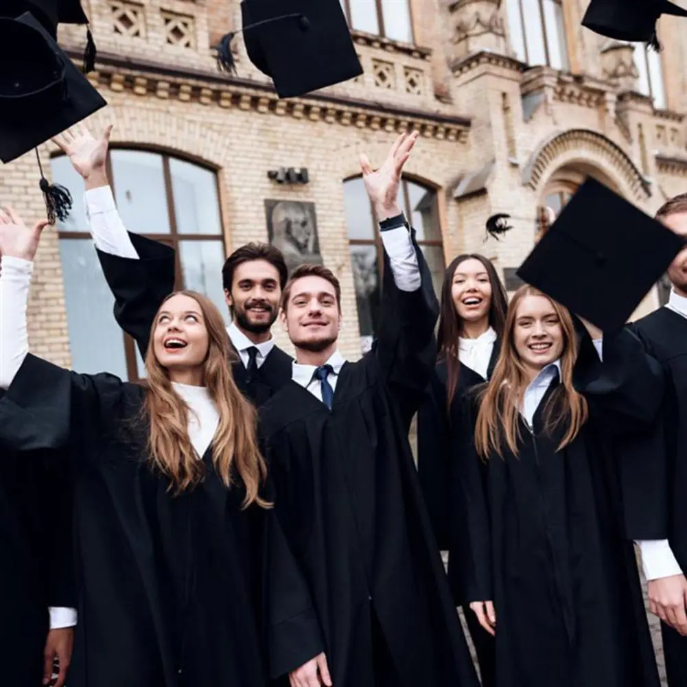 V-neck Bat-sleeved Robe Class of 2025 Graduation Gown Cap Tassel Set for High School University Students Tear-resistant for Men