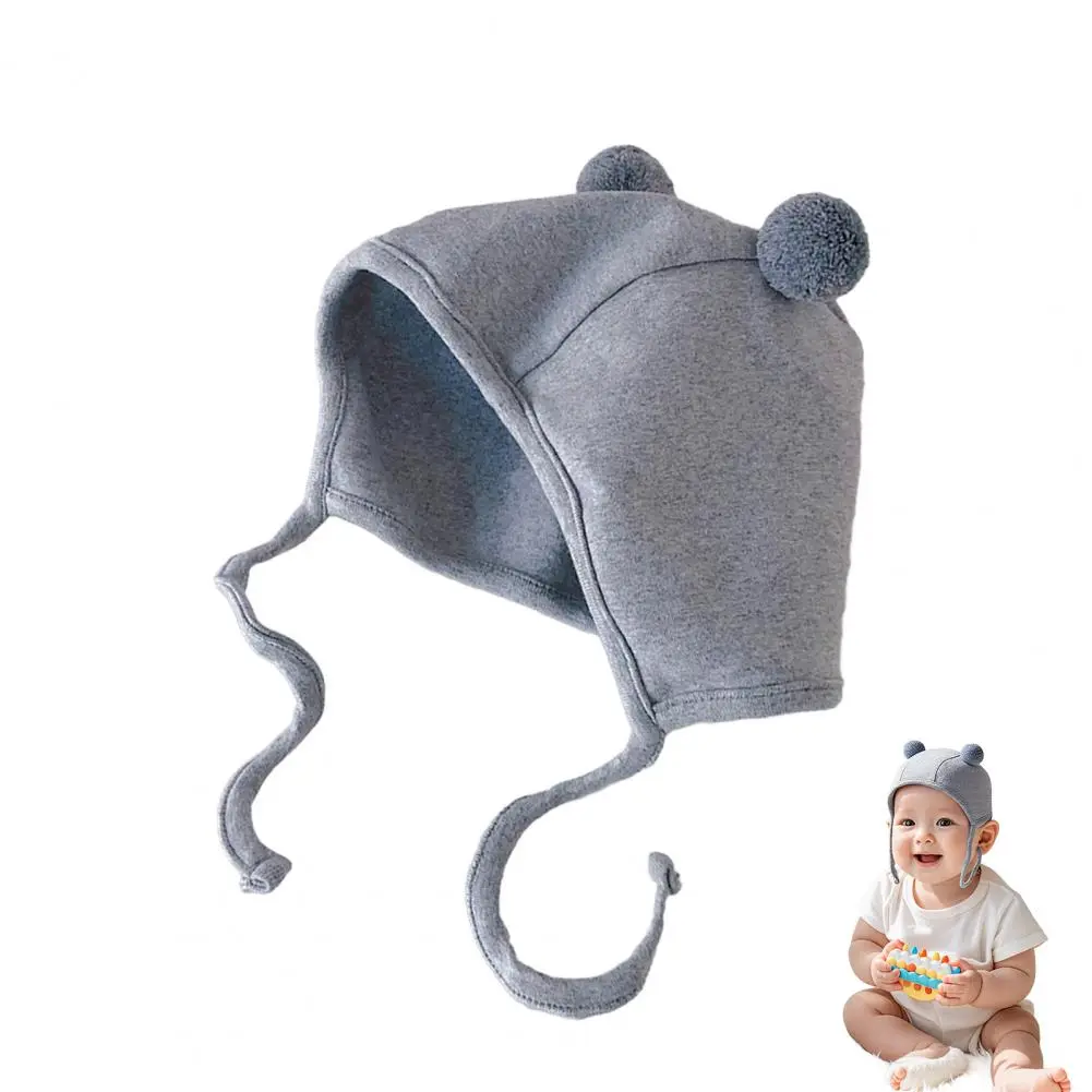 Double Ball Design Baby Hat Infant Soft Baby Hat with Double Ball Design Solid Color Warm Breathable for Newborns for Everyday