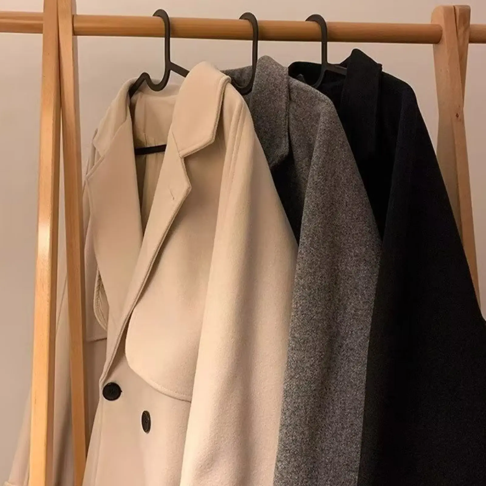 Men Tailored Wool Coat Elegant Men's Woolen Double-breasted Coat with Lapel Pockets Stylish Mid-length Winter for Men for Cold