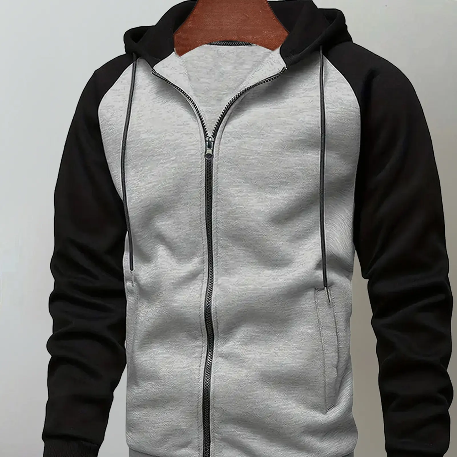 Casual Outwear Multi-color Pullover Outwear Comfortable Men Color Block Long Sleeve Hooded Zipper Jacket Fashion Warm
