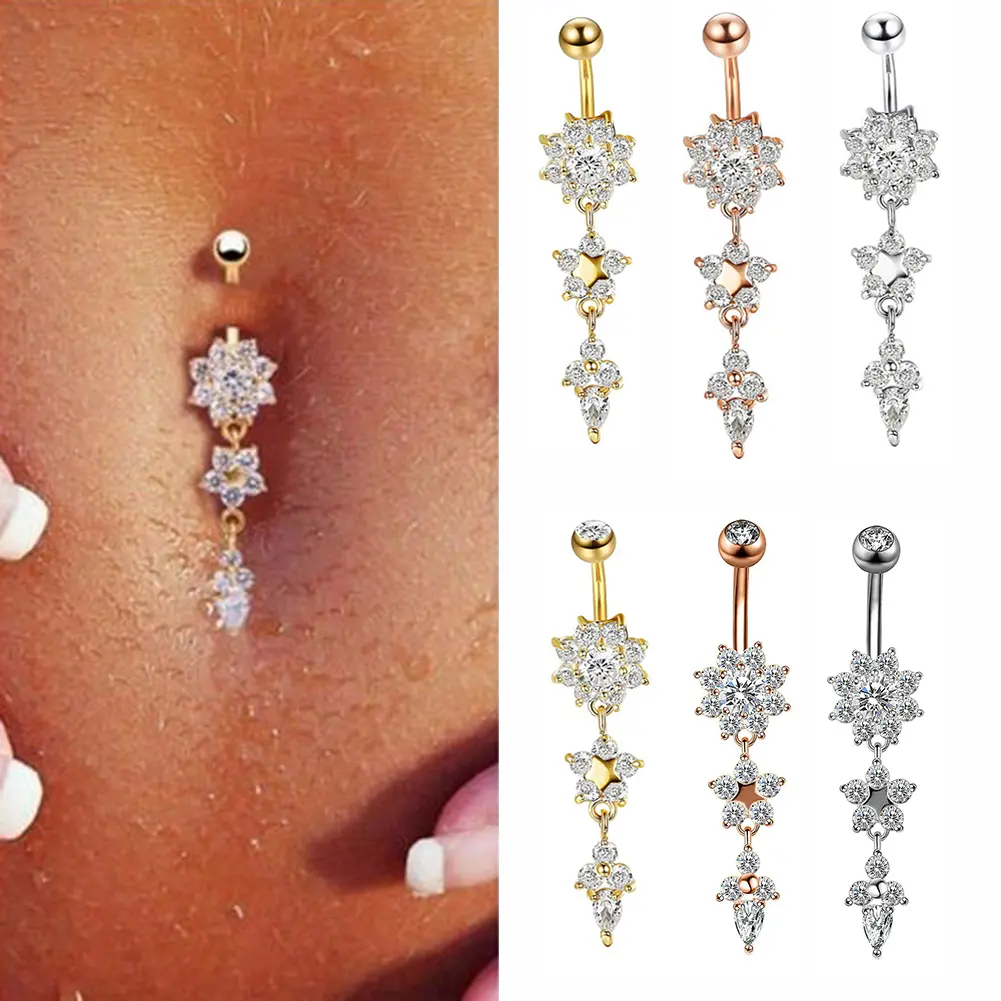1PC Sexy Belly Navel Piercing Stainless Steel Fashion Heart Belly Button Ring For Women Girls Belly Piercing Ring Body Jewelry