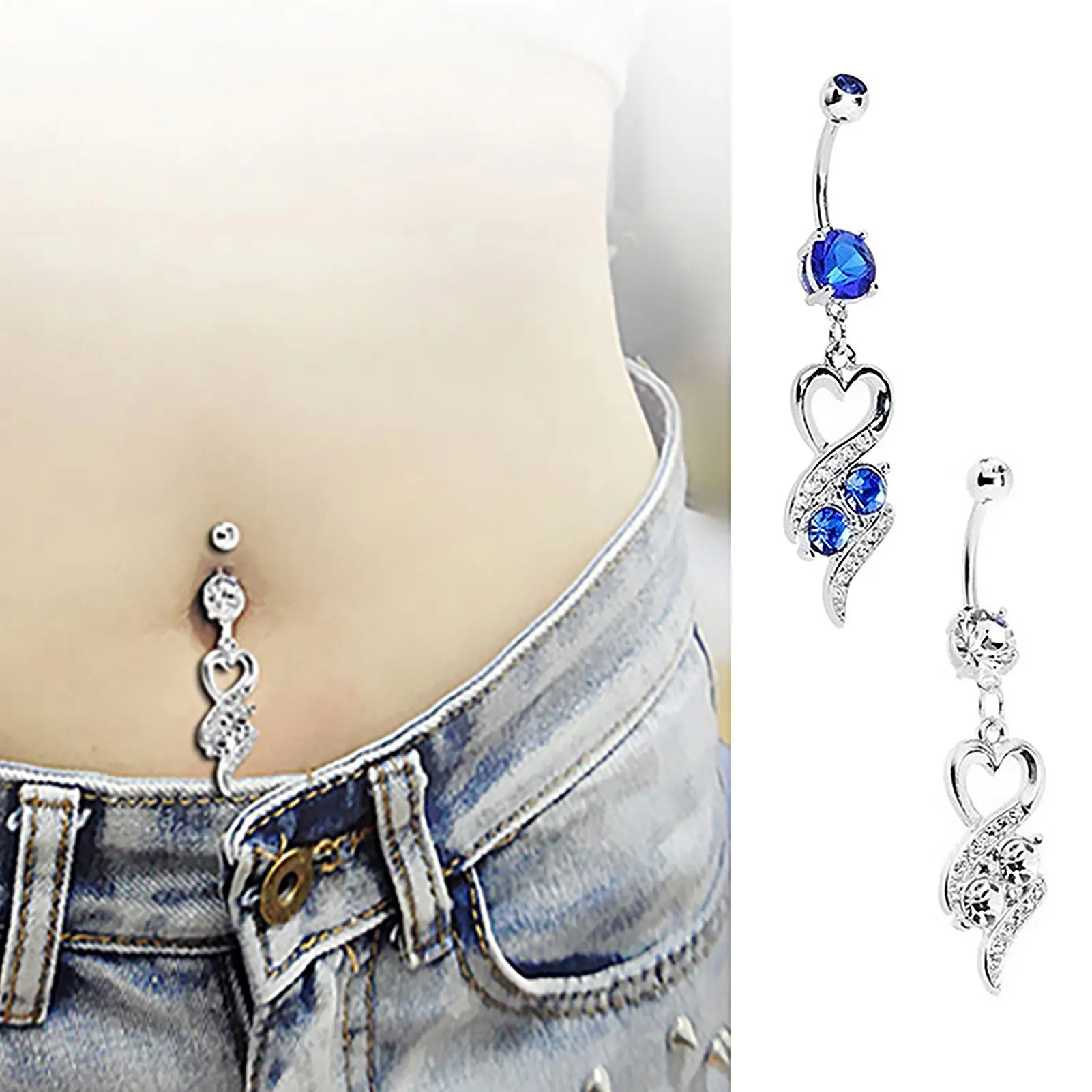 1PC Sexy Belly Navel Piercing Stainless Steel Fashion Heart Belly Button Ring For Women Girls Belly Piercing Ring Body Jewelry