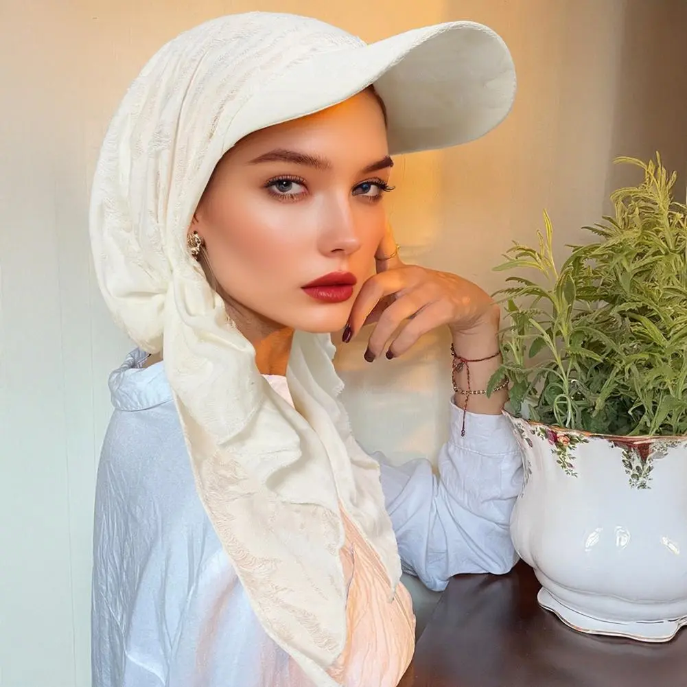 Baseball Hat Headscarf Stylish Women's Elastic Headscarf Hat with Shawl Design Lightweight Turban Baseball Cap for Easy Wear