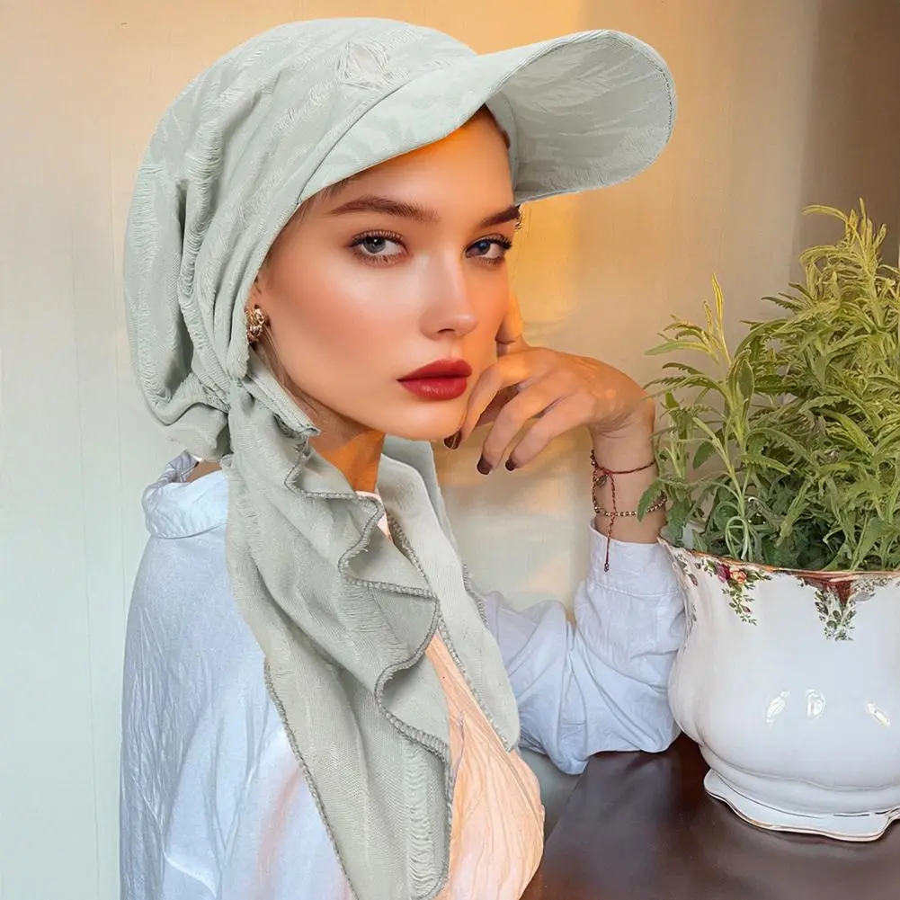Baseball Hat Headscarf Stylish Women's Elastic Headscarf Hat with Shawl Design Lightweight Turban Baseball Cap for Easy Wear