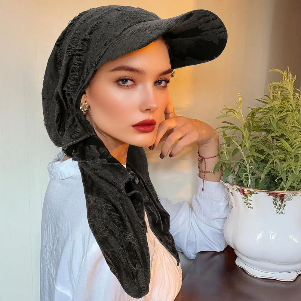 Baseball Hat Headscarf Stylish Women's Elastic Headscarf Hat with Shawl Design Lightweight Turban Baseball Cap for Easy Wear