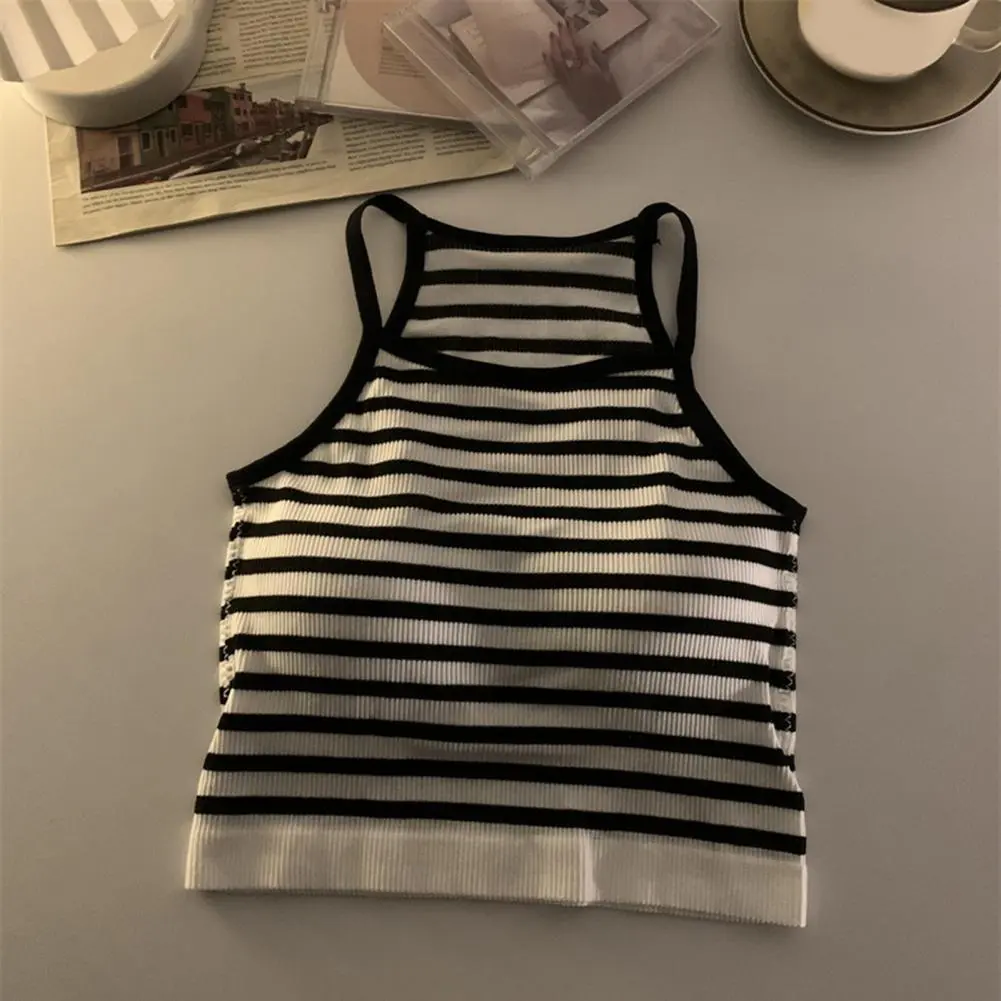 Nylon Tank Top Stylish Women's Ribbed Tank Tops with Built-in Bra Chest Pad Summer Sleeveless Racerback Crop Top for Outer