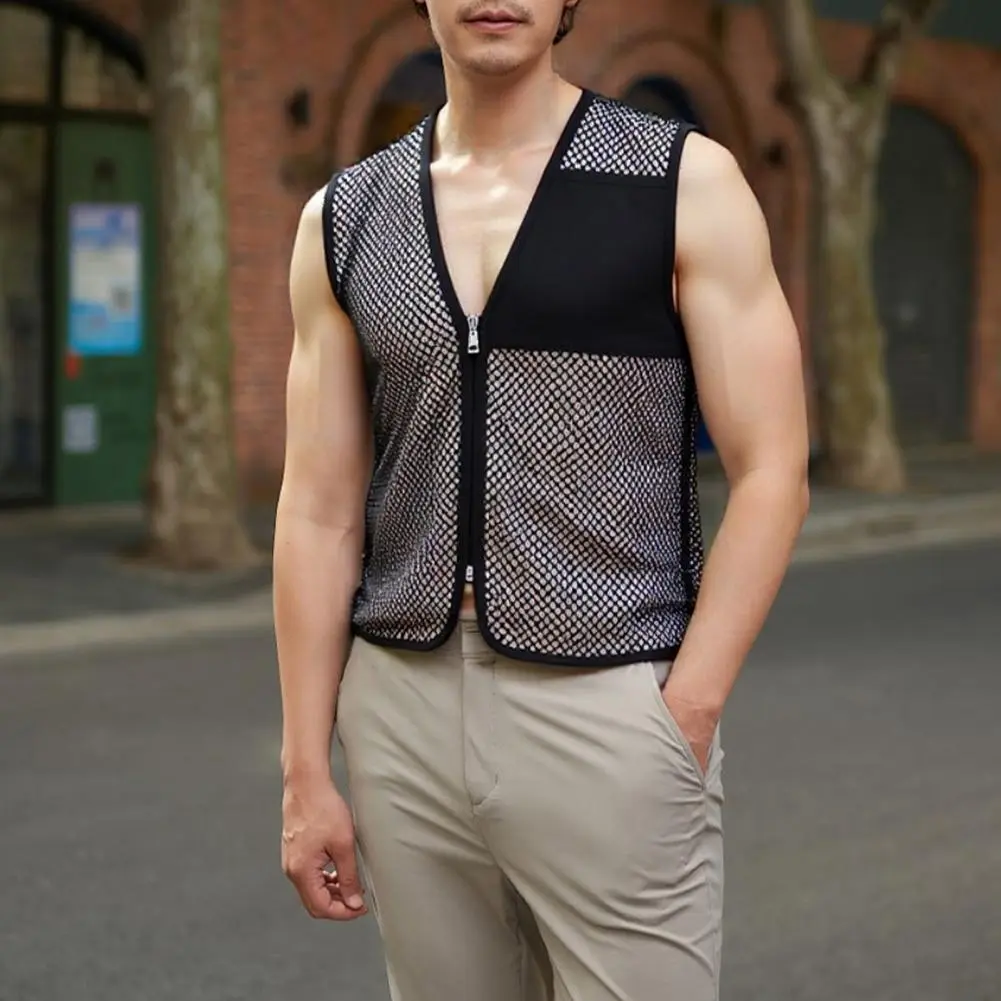 Mesh Vest Personality Logo Text Casual Vest Clothes Men And Women Work Clothes Uniform Jacket Tops