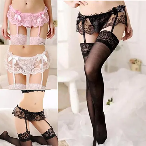Sexy Women Stockings Fishnet Tights Transparent Crotchless Pantyhose Thigh High Elastic Embroidery Stocking With Garter Belt
