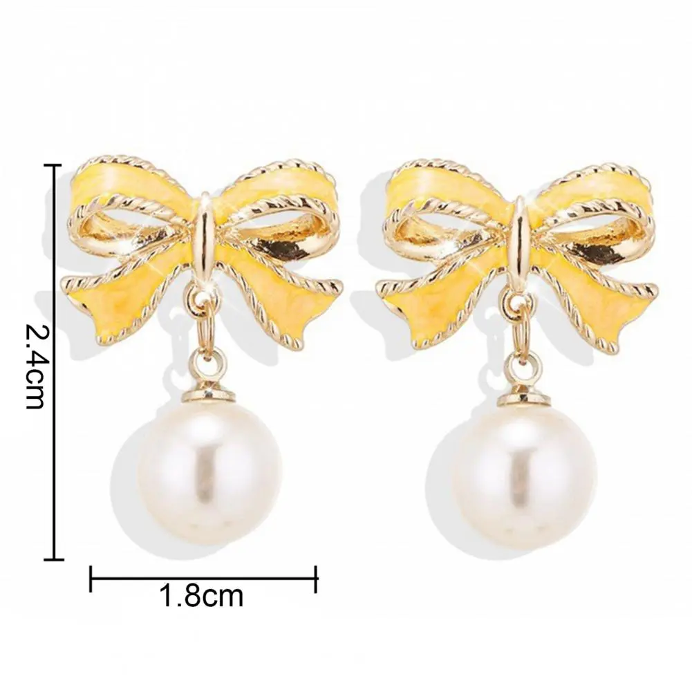Hot Fashion Cute Pink Bow Earrings Imitation Pearl Earrings Upscale Wedding For Women Girls Party Jewelry Gifts New Fashion