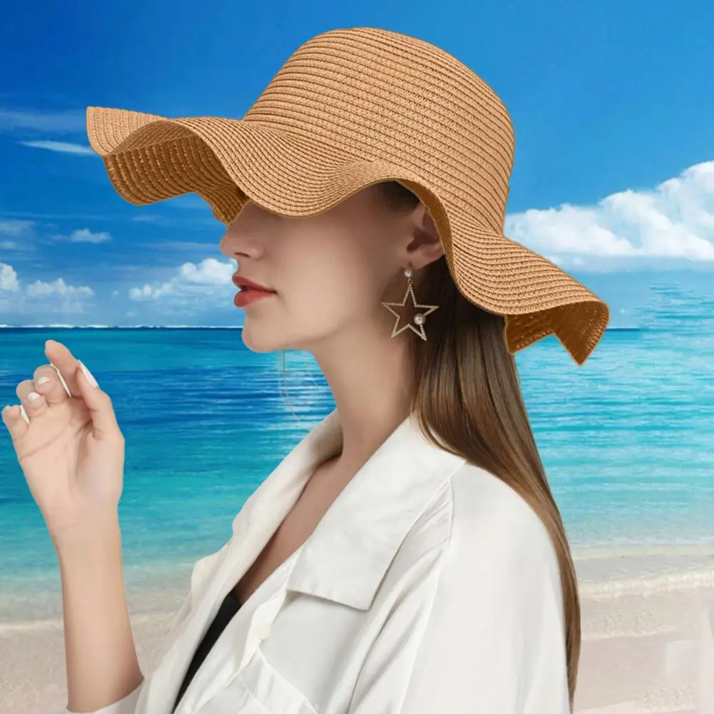 Packable Straw Hat for Travel Stylish Women's Wide Brim Sun Hats for Outdoor Beach Protection Breathable Straw Hat for Sunscreen