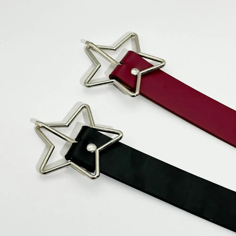 Adjustable Women Belt Punk Style Women's Belt with Rock Star Pattern Adjustable Hollow Hole Design for Dresses Jeans for Edgy