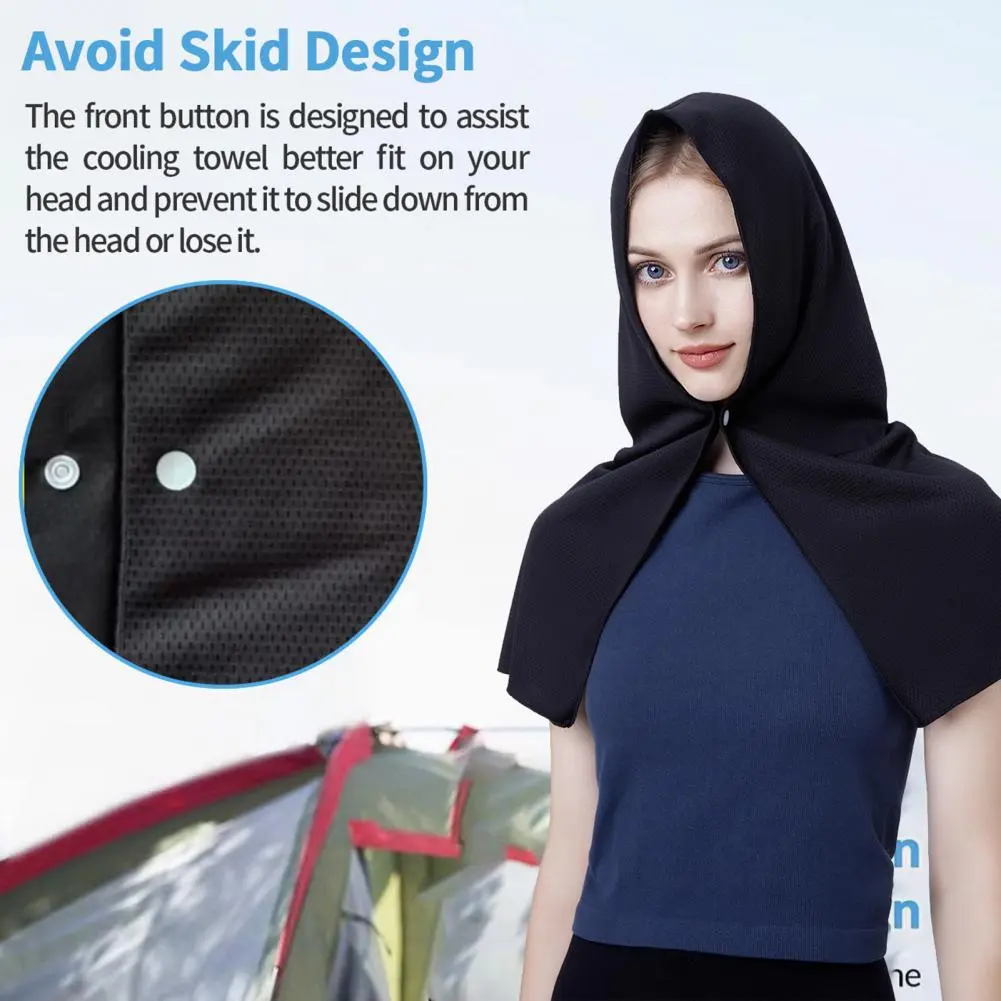 Quick Dry Hooded Towel Quick Dry Hooded Headscarf with Uv Protection Button Closure Portable Unisex Gym Towel for Instant Relief