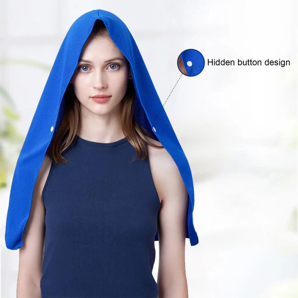 Quick Dry Hooded Towel Quick Dry Hooded Headscarf with Uv Protection Button Closure Portable Unisex Gym Towel for Instant Relief