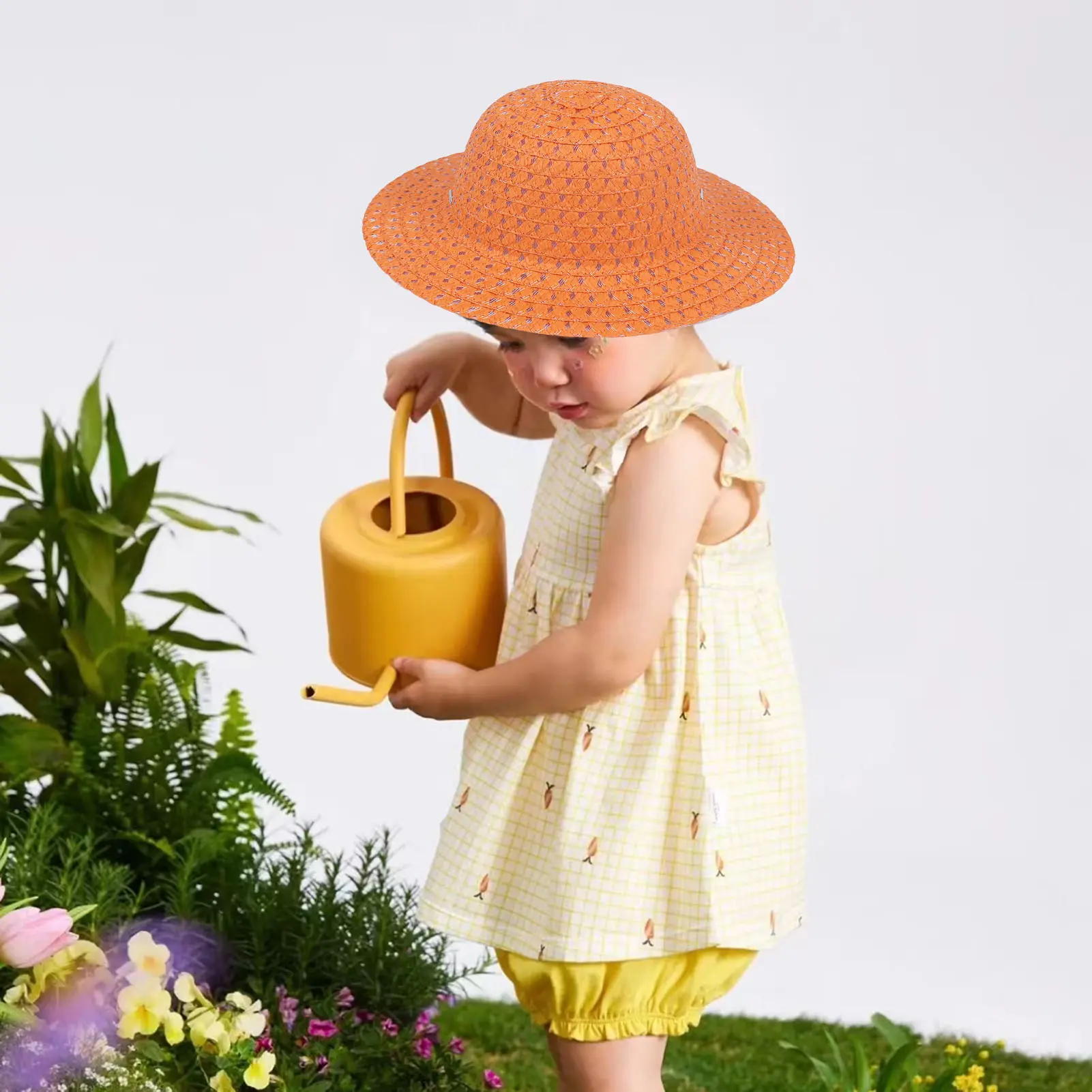 Kids Hat For Girls 2-7Y Straw Children's Sunshade Cap Bag Summer Baby Travel Sunscreen Beach Hat Sun Fisherman Cap Fashion Style