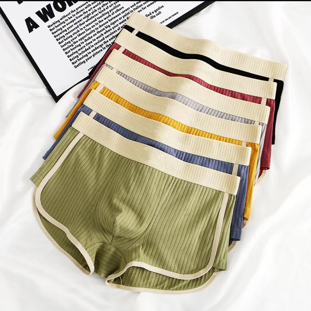 Contrasting Design Underwear Men's Mid-rise Patchwork Color Boxer Briefs with Elastic Waistband for Daily Wear Soft for Comfort