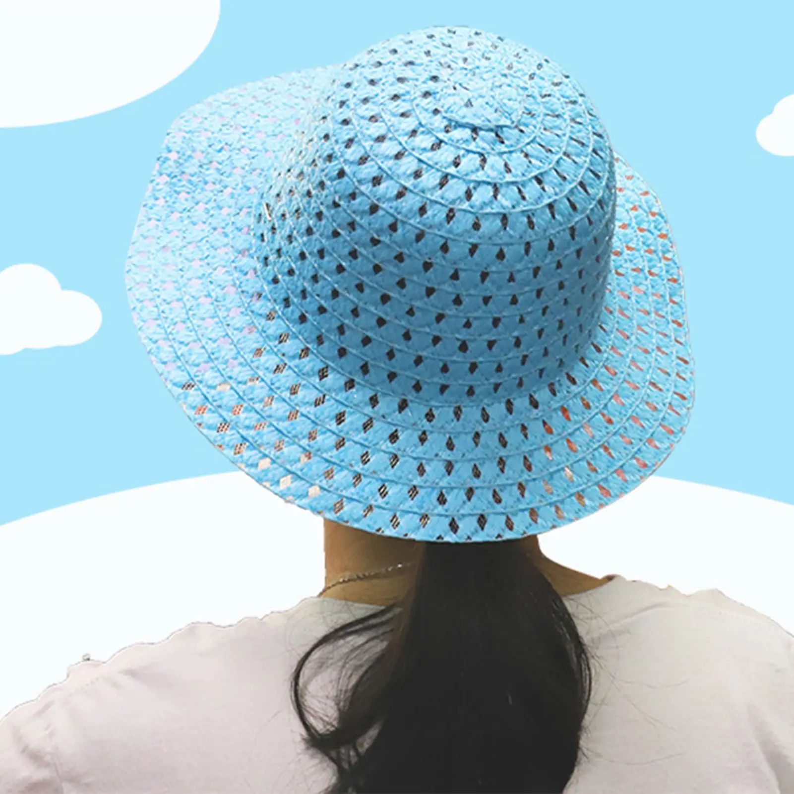 Kids Hat For Girls 2-7Y Straw Children's Sunshade Cap Bag Summer Baby Travel Sunscreen Beach Hat Sun Fisherman Cap Fashion Style