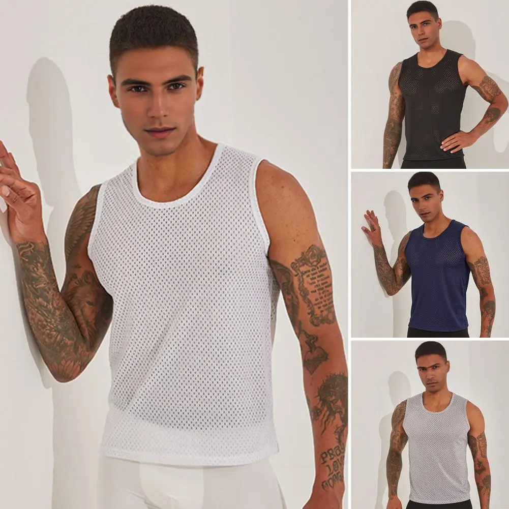 Men Quick-drying Vest Men's Lightweight Breathable Mesh Tank Tops for Exercise Fitness Quick-drying Sleeveless Camisole in Solid