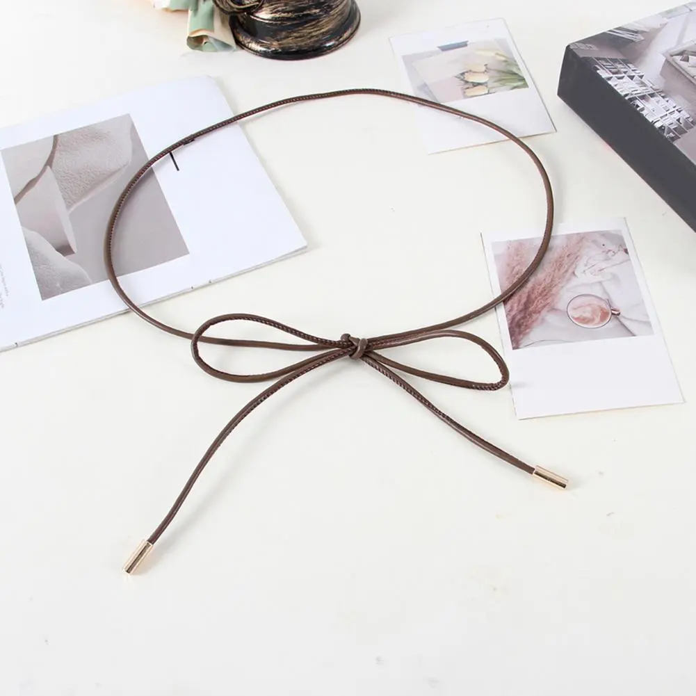 Versatile Solid Color Belt Stylish Imitation Leather Lace-up Belt for Dress Shirts Versatile Fashion Accessory with Decorative