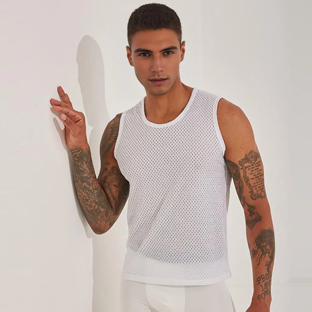 Men Quick-drying Vest Men's Lightweight Breathable Mesh Tank Tops for Exercise Fitness Quick-drying Sleeveless Camisole in Solid