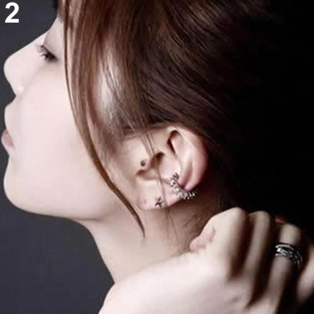 1pc Fashion Exquisite Rhinestone Decor Ear-Clip Ear Cuff earring for Woman Ear 2025 Summer